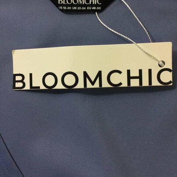 BLOOMCHIC 18-20 2X Plus Baby Blue V Neck Elastic Waist Tulle Midi Dress NWT B100 - Picture 8 of 9